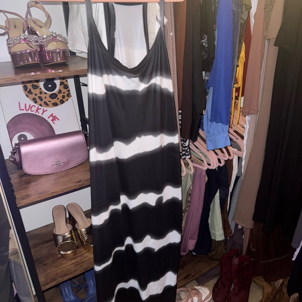 Black and White Striped Maxi Dress